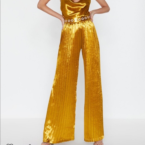 Nasty Gal Pants - Nasty Gal Gold Wide Leg Pant